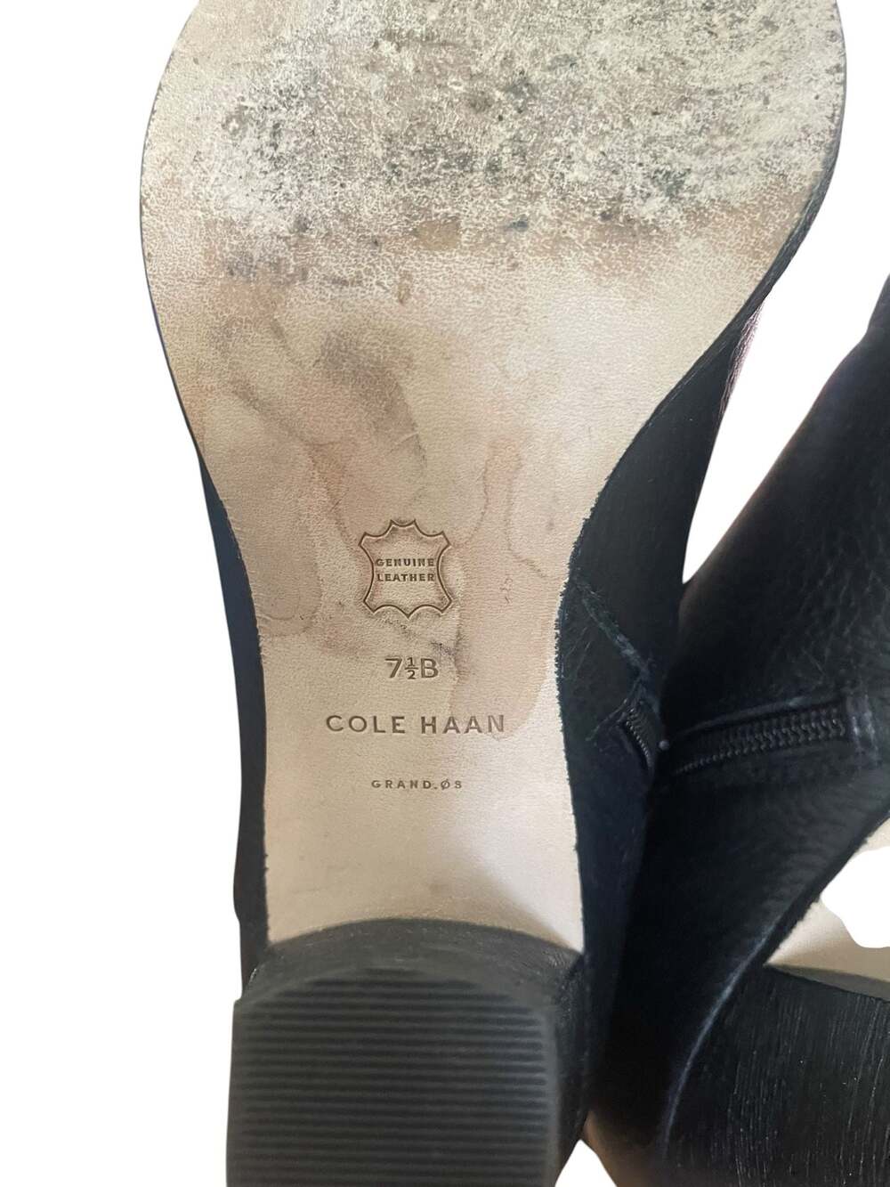 Cole Haan Grand.OS Black Leather Buckle Ankle Booties Block Heel 7.5B - Picture 10 of 12